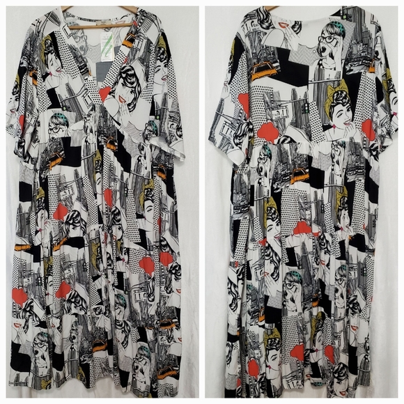 🏠 NWT JMP Jean Marc Philippe Pop Art Comic Pin-up Girl Print Dress - Picture 1 of 12